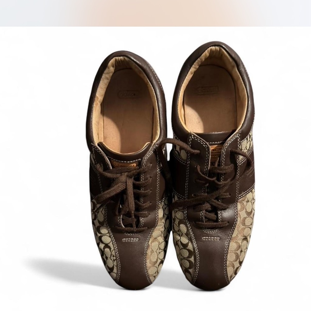Coach Brown and Tan Signature Canvas Sneakers - Picture 4 of 6